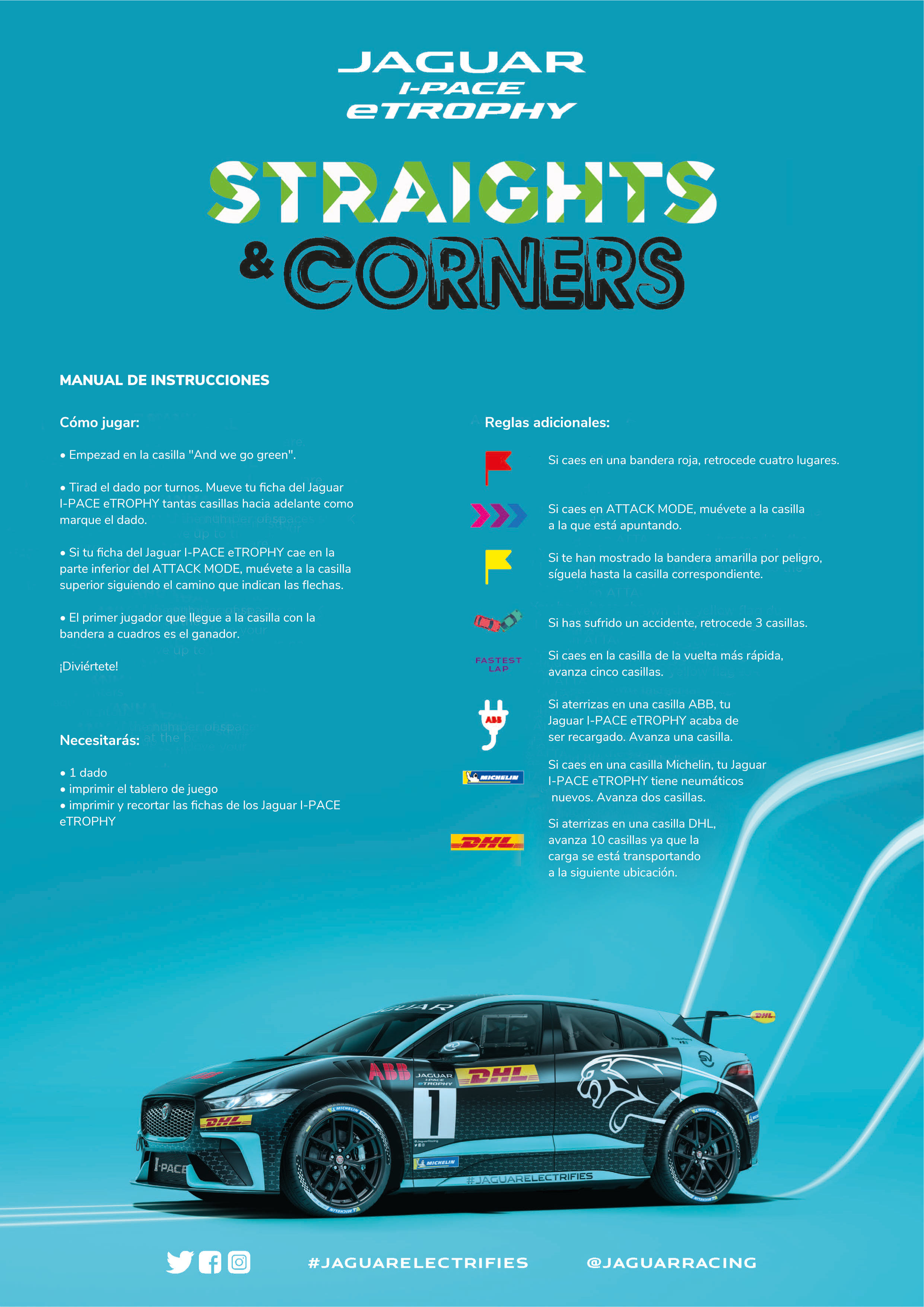 PONTE A LOS MANDOS DE UN ESPECTACULAR JAGUAR I-PACE E-TROPHY EN EL TABLERO DE ‘STRAIGHTS AND CORNERS’, EL NUEVO JUEGO DE MESA DE JAGUAR PARA TODA LA FAMILIA